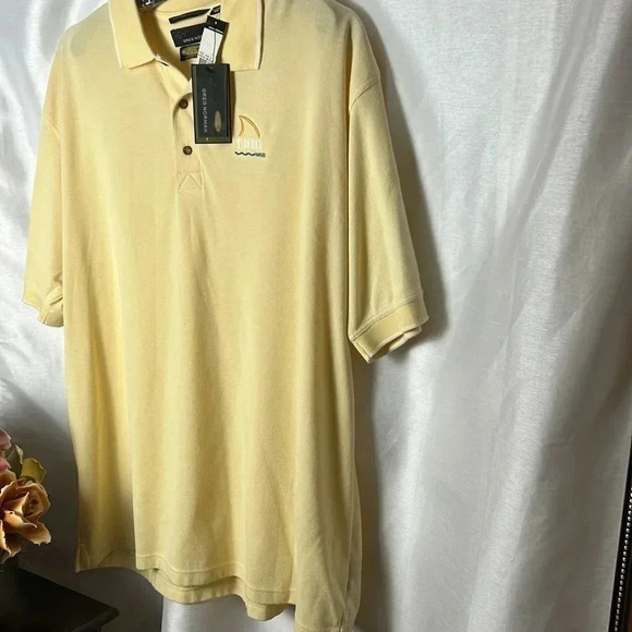 GREG NORMAN PLAY DRY SYSTEM YELLOW  GOLF SHIRT ! - Picture 5 of 12